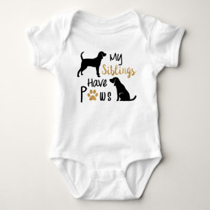 My siblings have paws - two dogs - baby bodysuit