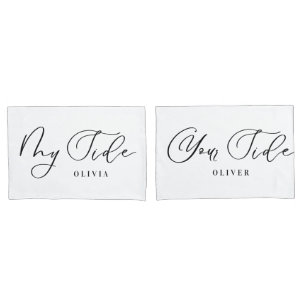 My side your side personalized elegant script pill pillowcase