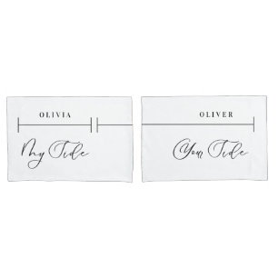 My side your side personalized elegant script pillowcase