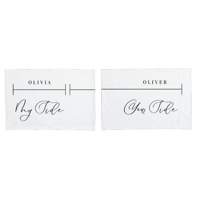 My side your side personalized elegant script pillowcase (Front-Set)