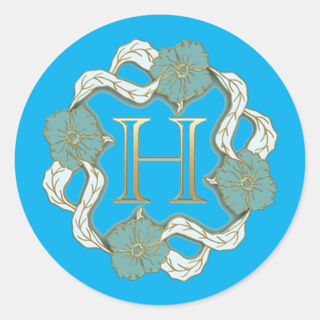 My signature with the letter h, classic round sticker (Front)