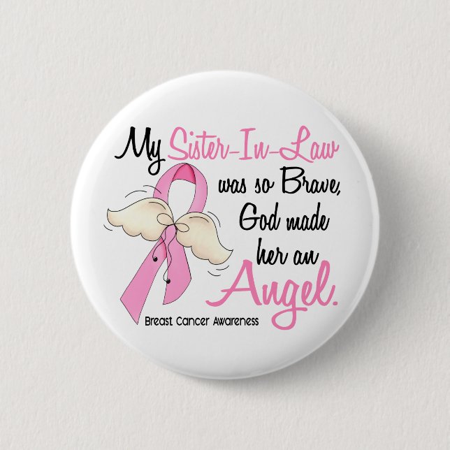 My Sister-In-Law Is An Angel 2 Breast Cancer 2 Inch Round Button (Front)
