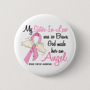 My Sister-In-Law Is An Angel 2 Breast Cancer Inch Round Button