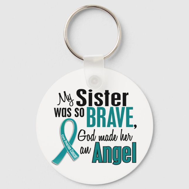 My Sister Is An Angel 1 Ovarian Cancer Keychain (Front)