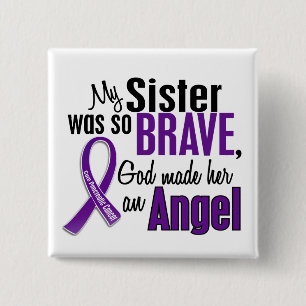 My Sister Is An Angel Pancreatic Cancer 2 Inch Square Button