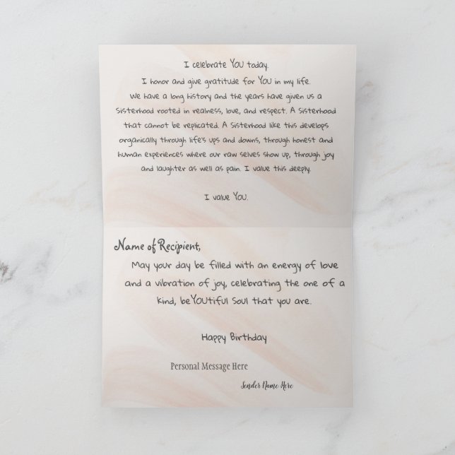 My Sister My Friend Birthday Card (Inside)