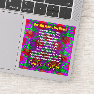 My Sister Poem with Flowers Design Custom Vinyl