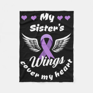 My Sister's Wings Cover My Heart Overdose Awarenes Fleece Blanket