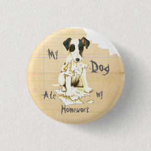 My Smooth Fox Terrier Ate My Homework 1 Inch Round Button