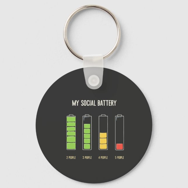 My Social Battery introvert Social Humour  Keychain (Front)