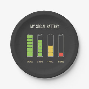 My Social Battery introvert Social Humour  Paper Plate