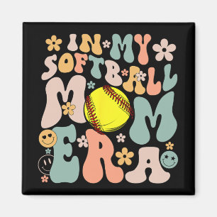 My Softball Mom Era Mom Groovy Life Game Day Vibes Magnet