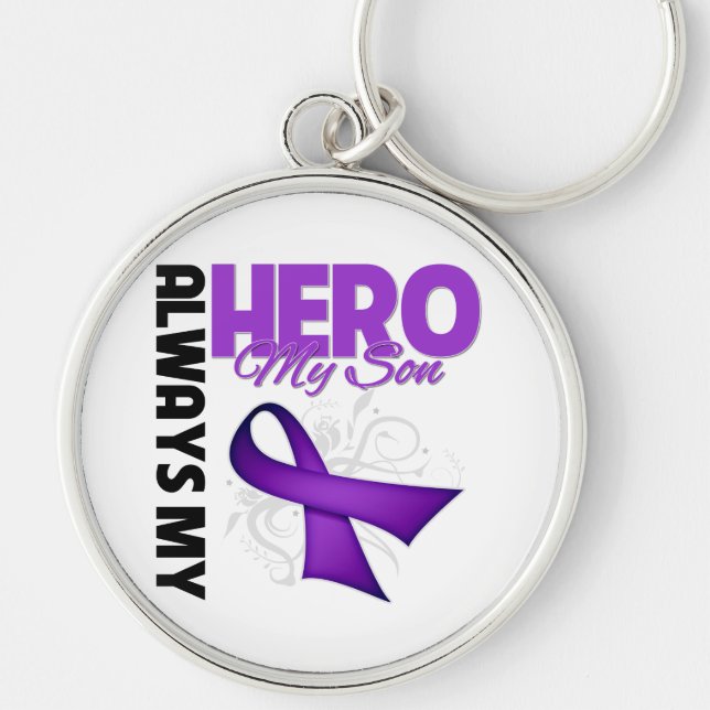 My Son Always My Hero - Purple Ribbon Keychain (Front)