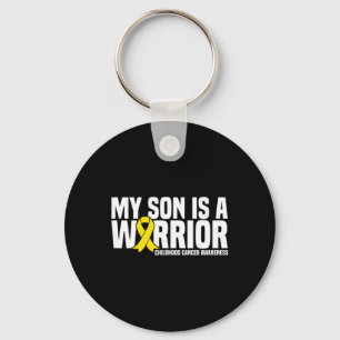 My Son is a Warrior Yellow Ribbon Childhood Cancer Keychain