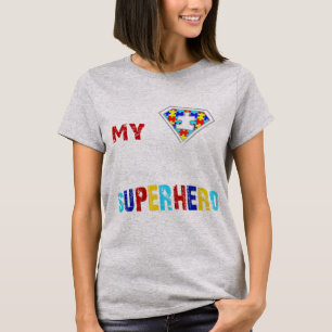 My Son Is My Favorite Superhero Autism Gift 8 9 10 T-Shirt