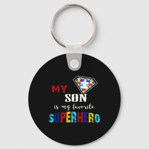 My Son Is My Favourite Superhero Autism Awareness Keychain