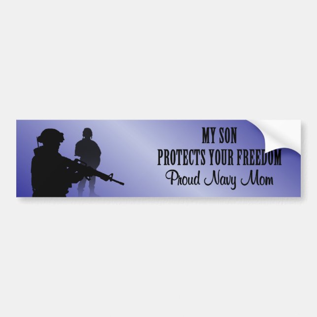 My Son Protects Your Freedom (Navy Mom) Bumper Sticker (Front)