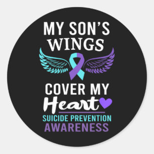 My Son's Wings Cover Heart Suicide Awareness Ribbo Classic Round Sticker