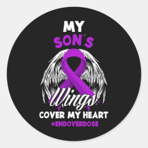 My Son's Wings Cover My Heart End Overdose Classic Round Sticker