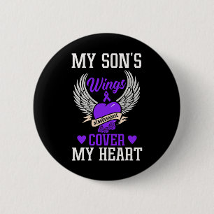 My Son's Wings Cover My Heart - Overdose Awareness 2 Inch Round Button
