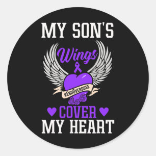 My Son's Wings Cover My Heart - Overdose Awareness Classic Round Sticker