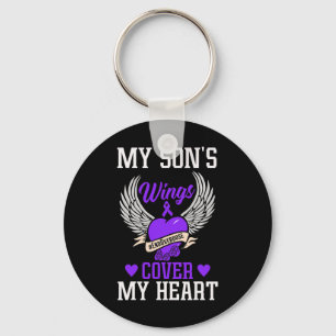 My Son's Wings Cover My Heart - Overdose Awareness Keychain