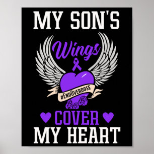 My Sons Wings Cover My Heart - Overdose Awareness Poster