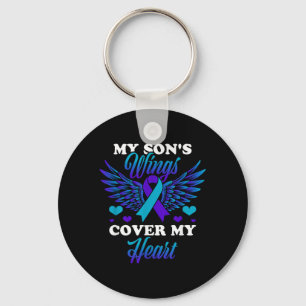 My Sons Wings Cover My Heart Prevention Awareness Keychain