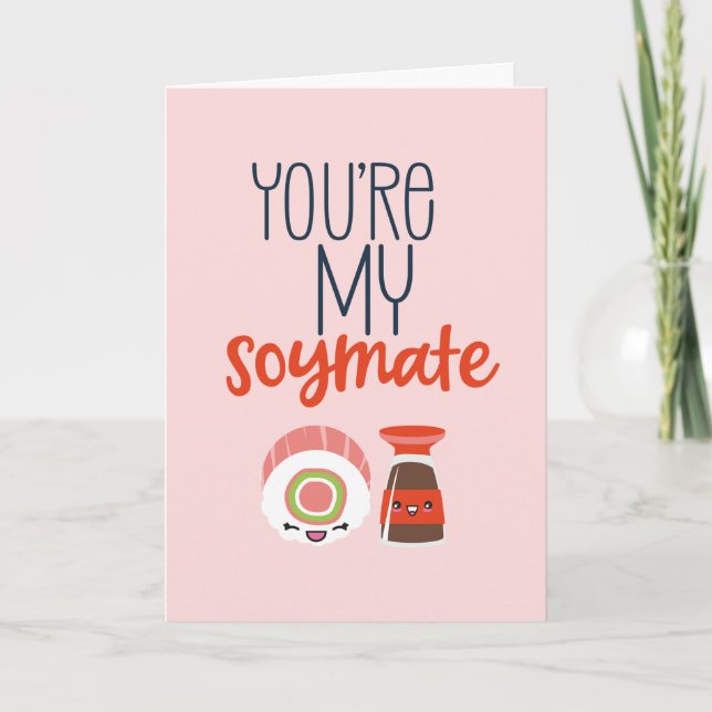 My Soymate Japanese Food Pun Funny Valentine's Day Holiday Card (Front)
