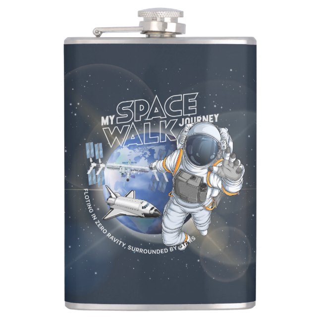 My spacewalk Journey | 8oz Hip Flask (Front)