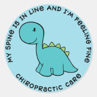 My Spine Is In Line Dinosaur Chiropractic Stickers