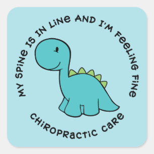 My Spine Is In Line Dinosaur Chiropractic Stickers