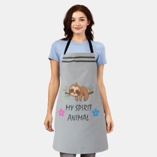 My Spirit Animal   Cute Sleeping Sloth  Apron
