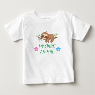 My Spirit Animal Cute Sleeping Sloth Template Baby T-Shirt
