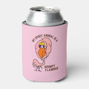My Spirit Animal Grumpy Flamingo Funny  Can Cooler