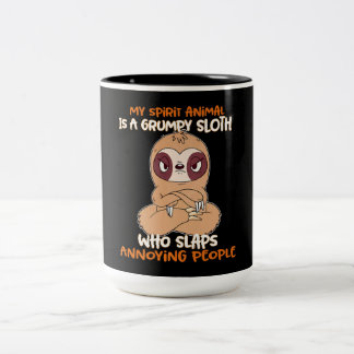My Spirit Animal Is A Grumpy Sloth Two-Tone Coffee Mug