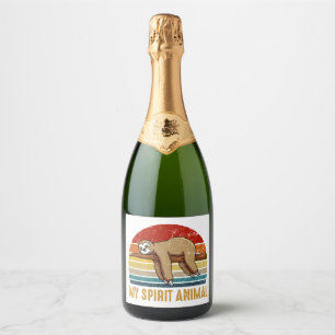 My spirit animal Sloth Sleeping Sparkling Wine Label