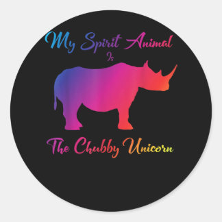 My Spirit Animal The Chubby Unicorn Adorable Rhino Classic Round Sticker