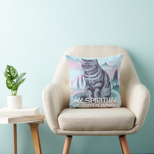 My Spiritual Guardian Cat Throw Pillow (Chair)