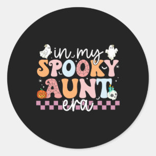 My Spooky Aunt Era Halloween Retro Groovy Auntie G Classic Round Sticker