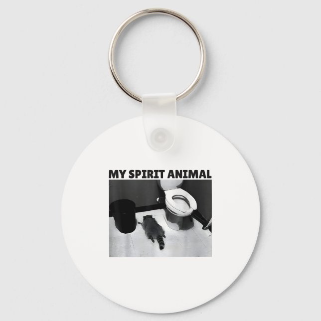 My Srit Animal Funny Drunk Raccoon Meme  Keychain (Front)