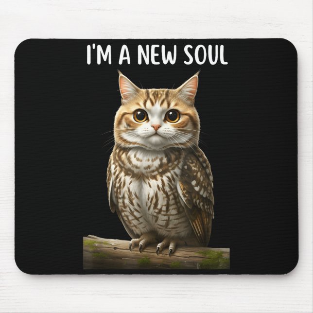 My Srit Animal Funny Meowl, Cursed Cat Owl Brainro Mouse Pad (Front)