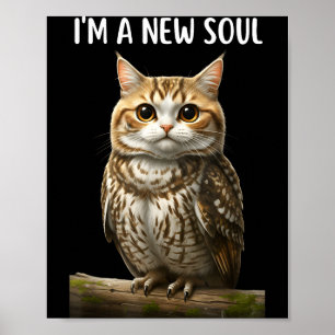My Srit Animal Funny Meowl, Cursed Cat Owl Brainro Poster