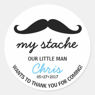 My Stache little man first birthday party Classic Round Sticker