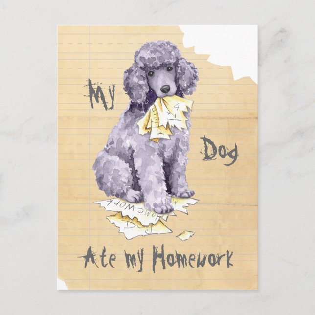 My Standard Poodle Ate my Homework Postcard (Front)