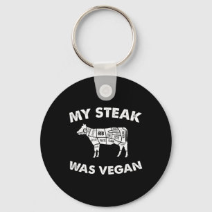My Steak Was Vegan - Funny Meat Eater Steak Lover Keychain