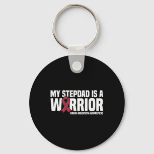 My Stepdad is a Warrior Brain Aneurysm Awareness  Keychain