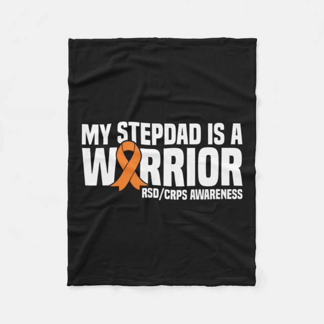 My Stepdad Is A Warrior Orange Ribbon Rsdcrps Awar Fleece Blanket (Front)