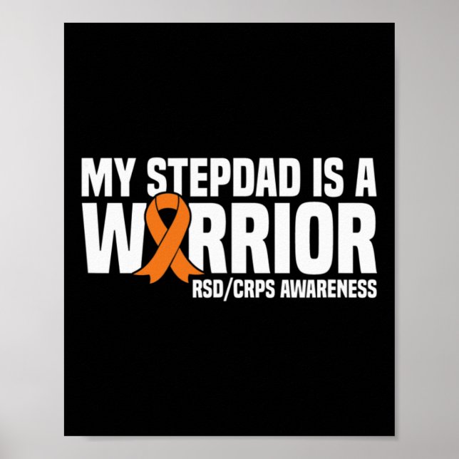 My Stepdad Is A Warrior Orange Ribbon Rsdcrps Awar Poster (Front)