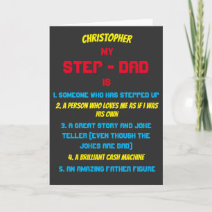 My Stepdad Is Colourful Quotes Card